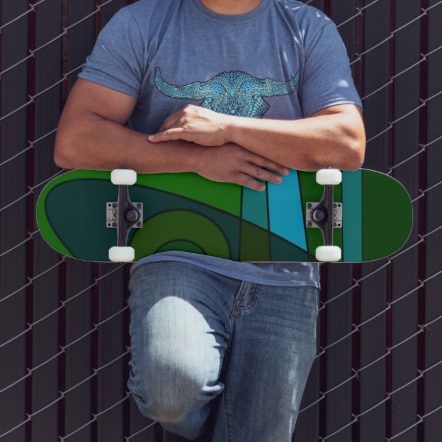 Abstract Surfing Turquoise Green Shade Skateboard (Outdoor 3)