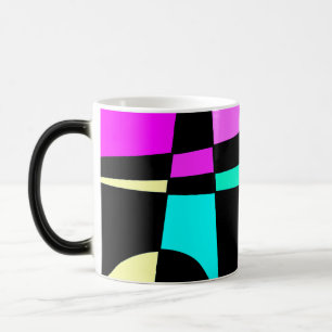 Abstract Surfing Turquoise Hot Pink Yellow Black  Magic Mug