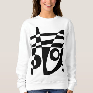 Abstract Surfing White Black Check Sweatshirt