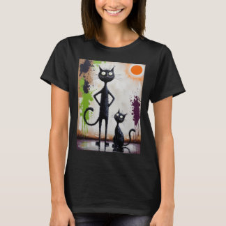 Abstract Surreal Cat Shirt - Artistic Feline Tee