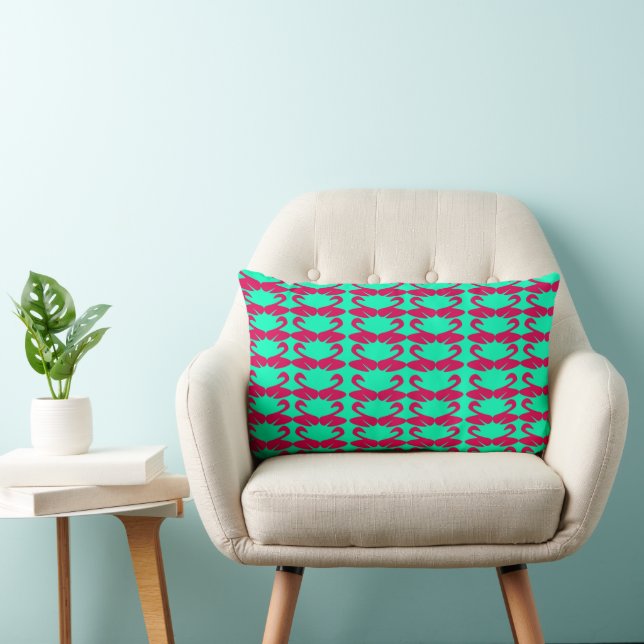 Abstract Swan Teal and Pink throw pillow (Chair)