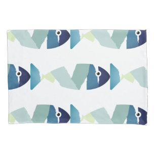 Abstract Swimming Blue Fish Pillowcase