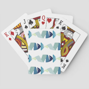 Abstract Swimming Blue Fish Playing Cards