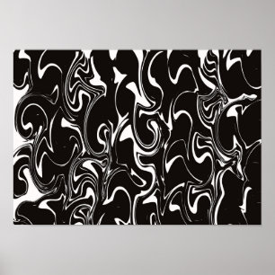 Abstract Swirl Art - Black and White Poster