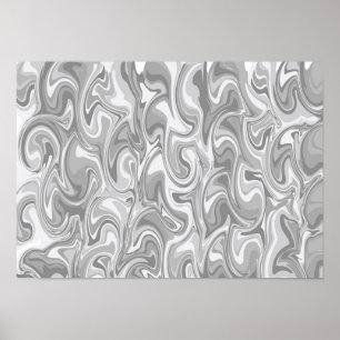 Abstract Swirl Art - Grey Poster