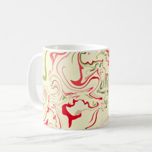 Abstract Swirl Art with Vibrant Red & Green Coffee Mug