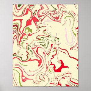 Abstract Swirl Art with Vibrant Red & Green Poster