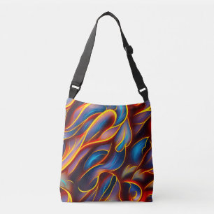 Abstract Swirl Blue Red Flames Crossbody Bag