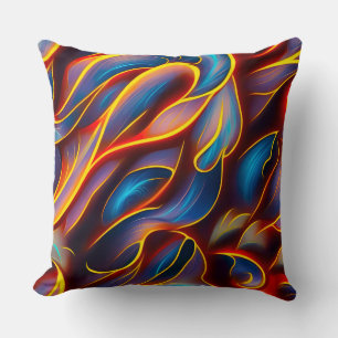 Abstract Swirl Blue Red Flames Cushion