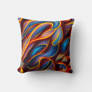 Abstract Swirl Blue Red Flames Cushion