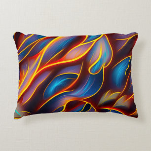 Abstract Swirl Blue Red Flames Decorative Cushion