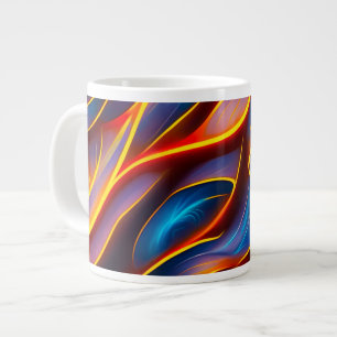 Abstract Swirl Blue Red Flames Large Coffee Mug
