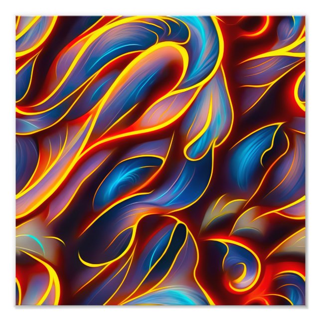 Abstract Swirl Blue Red Flames Photo Print (Front)