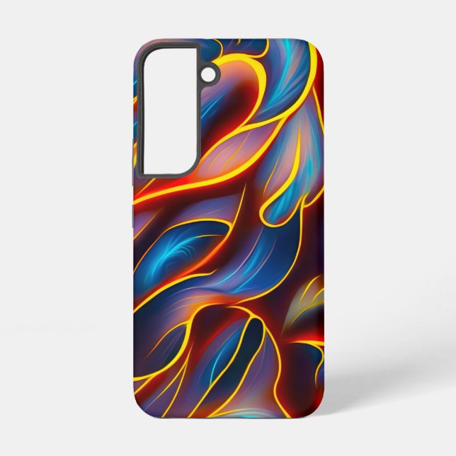 Abstract Swirl Blue Red Flames Samsung Galaxy S22 Case (Back)