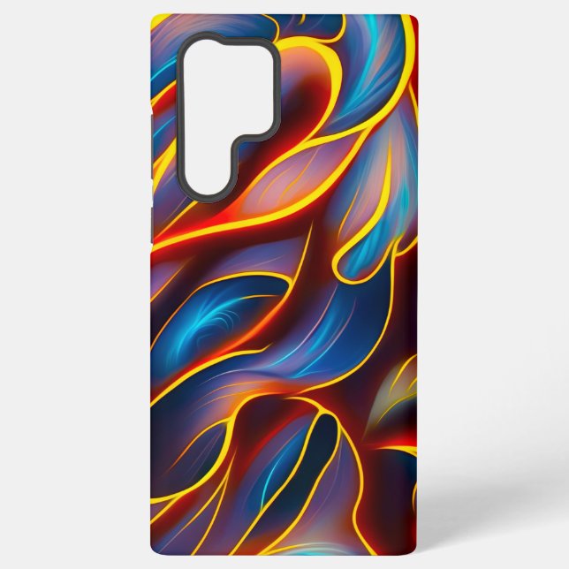 Abstract Swirl Blue Red Flames Samsung Galaxy S22 Ultra Case (Back)