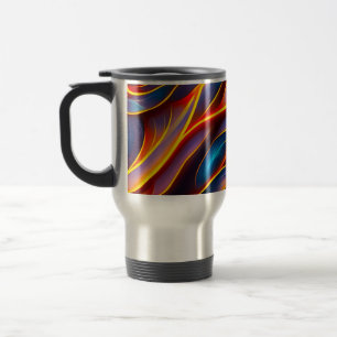 Abstract Swirl Blue Red Flames Travel Mug