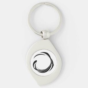 Abstract Swirl Circle Design – curved ring artwork Key Ring