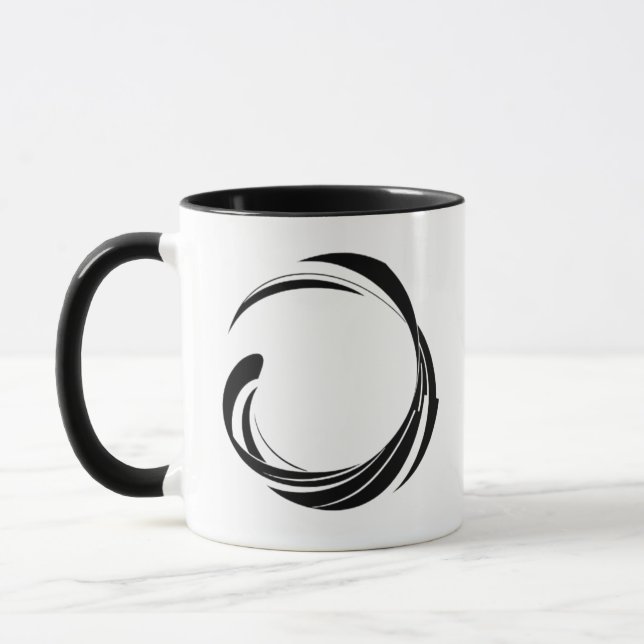 Abstract Swirl Circle Design – curved ring artwork Mug (Left)