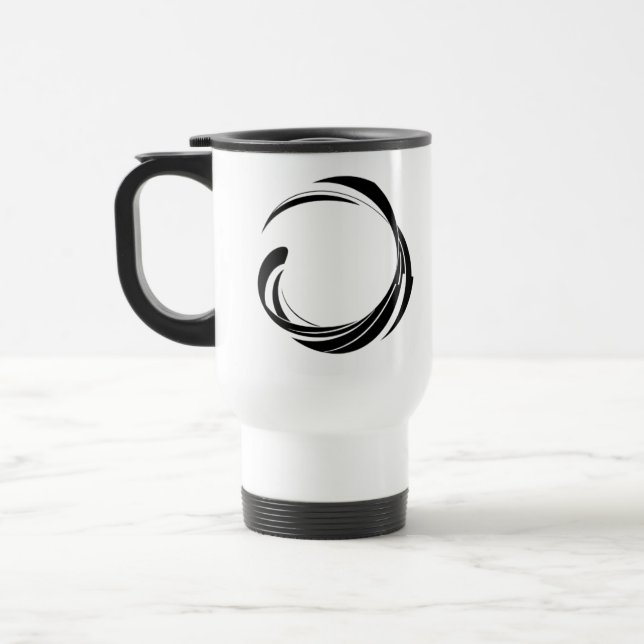 Abstract Swirl Circle Design – curved ring artwork Travel Mug (Left)