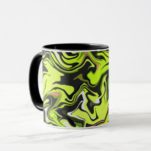 Abstract Swirl Design with Green and black Mug