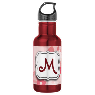 Abstract Swirl Floral Pink with Monogram 532 Ml Water Bottle