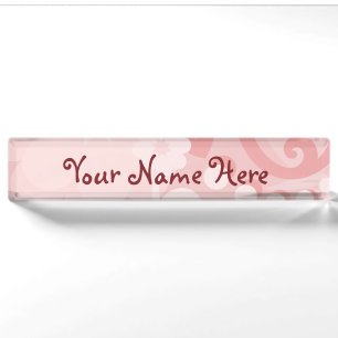 Abstract Swirl Floral Pink with Monogram Nameplate