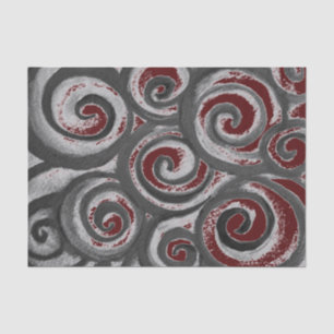 Abstract Swirl-Grey Maroon Tissue Paper