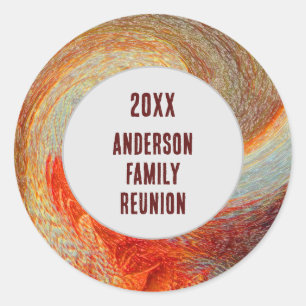 Abstract Swirl Groovy Annual Family Reunion Classic Round Sticker