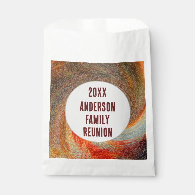 Abstract Swirl Groovy Annual Family Reunion Favour Bags (Front)