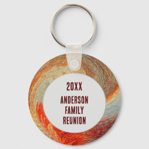 Abstract Swirl Groovy Annual Family Reunion Key Ring