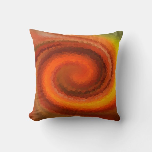 Abstract swirl liquid orange brown fire modern pri cushion (Front)