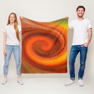 Abstract swirl liquid orange brown fire modern pri fleece blanket
