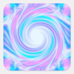 Abstract swirl liquid pastel purple colours print square sticker