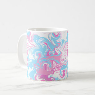 Abstract Swirl of Pink, Blue, and White Colours Coffee Mug