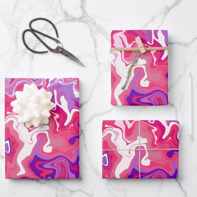 Abstract Swirl of Vibrant Colours Wrapping Paper Sheet (Front)