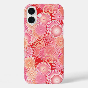 Abstract swirl pattern, pink, coral, peach iPhone 16 plus case
