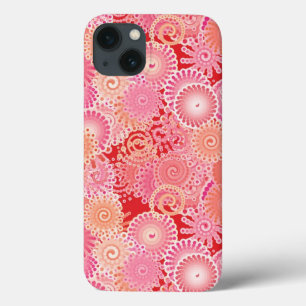 Abstract swirl pattern, pink, coral, peach iPhone 13 case