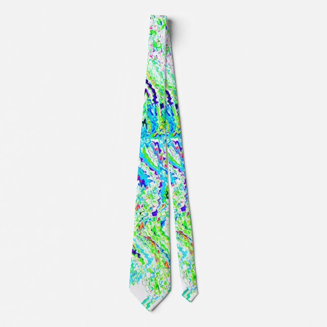 Abstract Swirl Patterns Colorful Green Blue Gift Tie (Front)