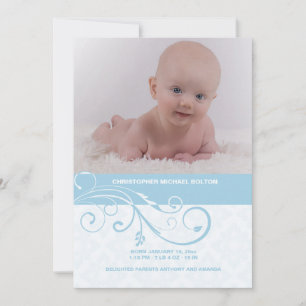 Abstract Swirl Photo Birth Announcement