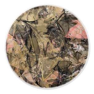 Abstract Swirl Pink Black & Gold Glam Grunge Decor Ceramic Knob