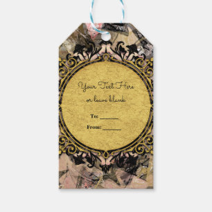 Abstract Swirl Pink Black & Gold Glam Party Favour Gift Tags