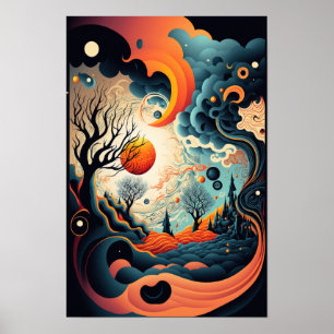 Abstract Swirl Poster Retro Psychedelic 2