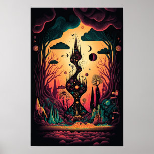 Abstract Swirl Poster Retro Psychedelic 3
