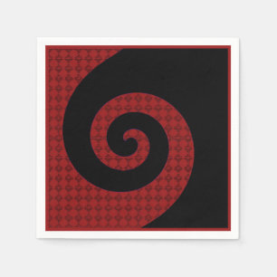 Abstract Swirl Red and Black Paper Napkins
