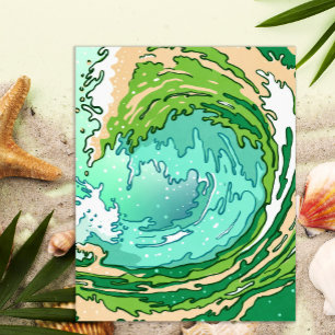 Abstract Swirl Turquoise Green Ocean Wave Art Poster