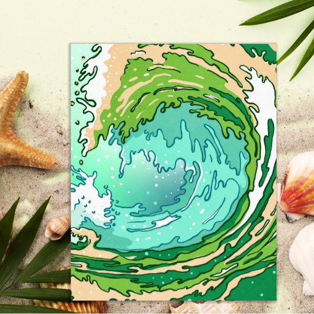 Abstract Swirl Turquoise Green Ocean Wave Art Poster (Creator Uploaded)