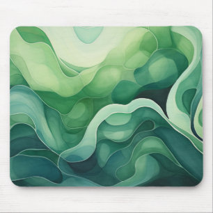 Abstract Swirled Shades of Green Mouse Mat