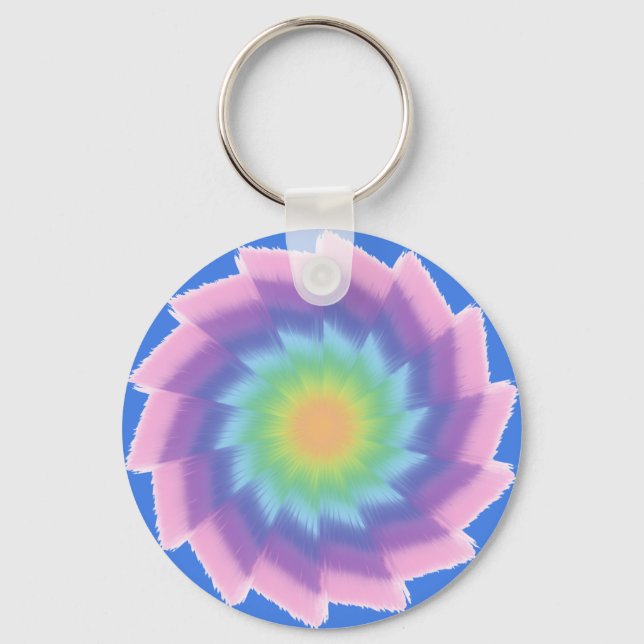 Abstract Swirling Flower Key Ring (Front)
