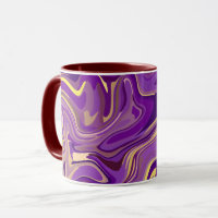 Abstract Swirling Marble Design in Purple & Yellow