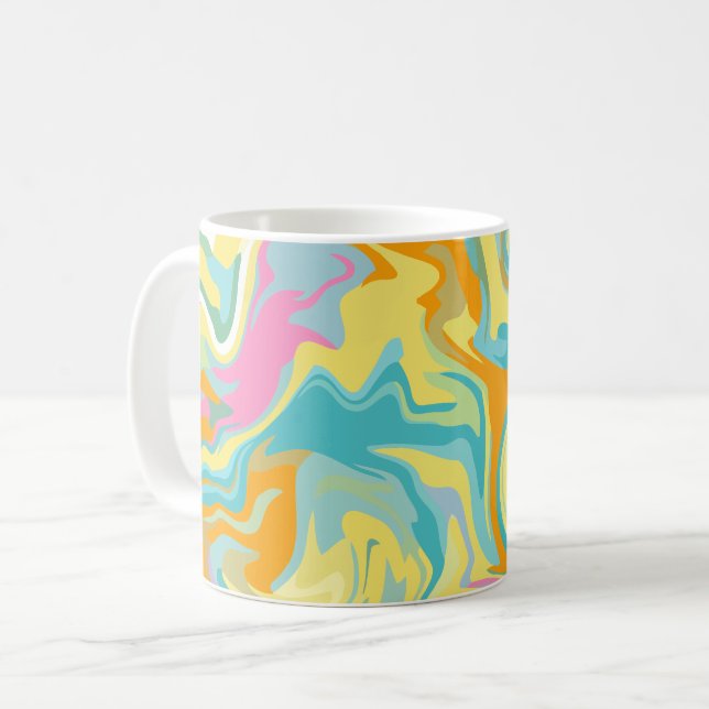 Abstract Swirling Marble with Bright Colours Coffee Mug (Front Left)